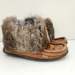 Laurentian Chief Mocasin Shoes Suede and Fur